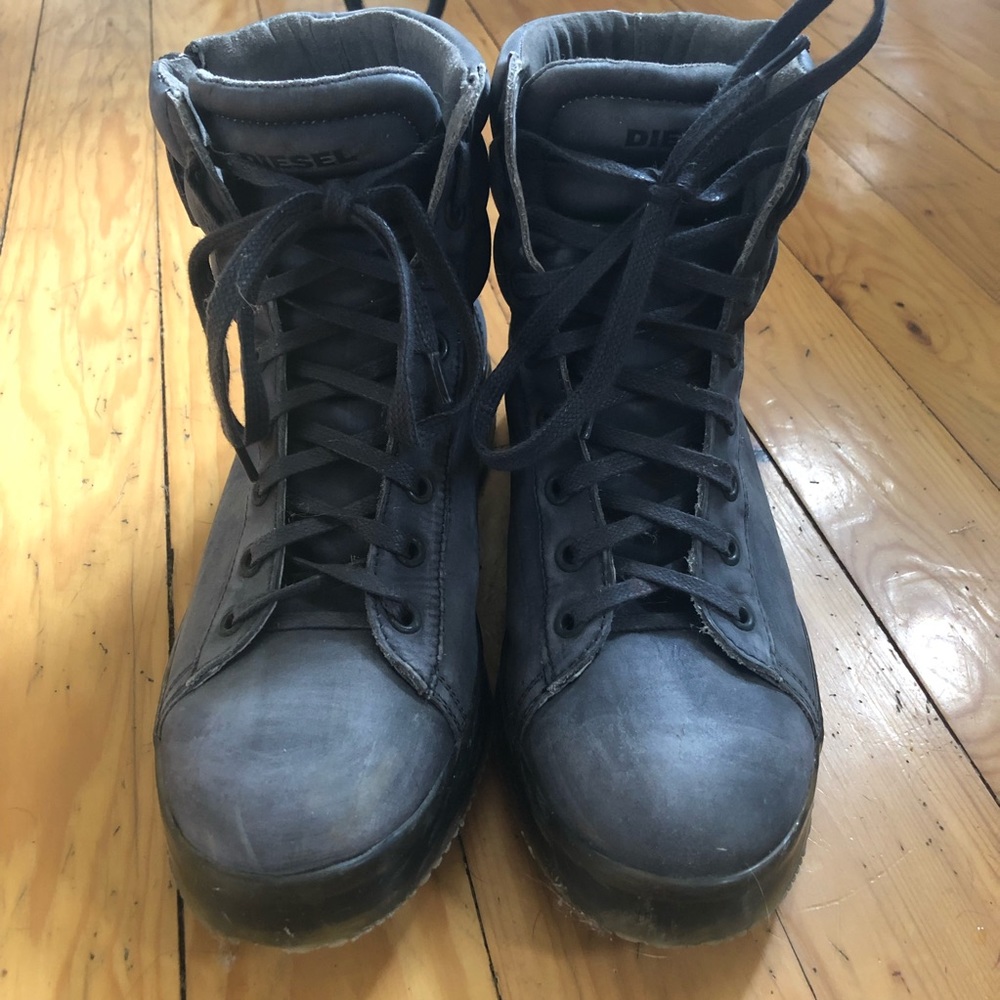 Diesel lace up zip up boots